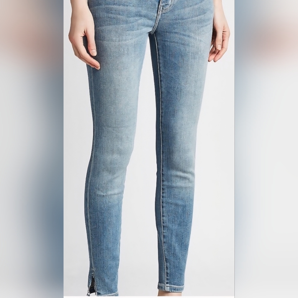 Current/Elliott The Stiletto Skinny Jeans Distressed Ankle Slit #181002049PT1280